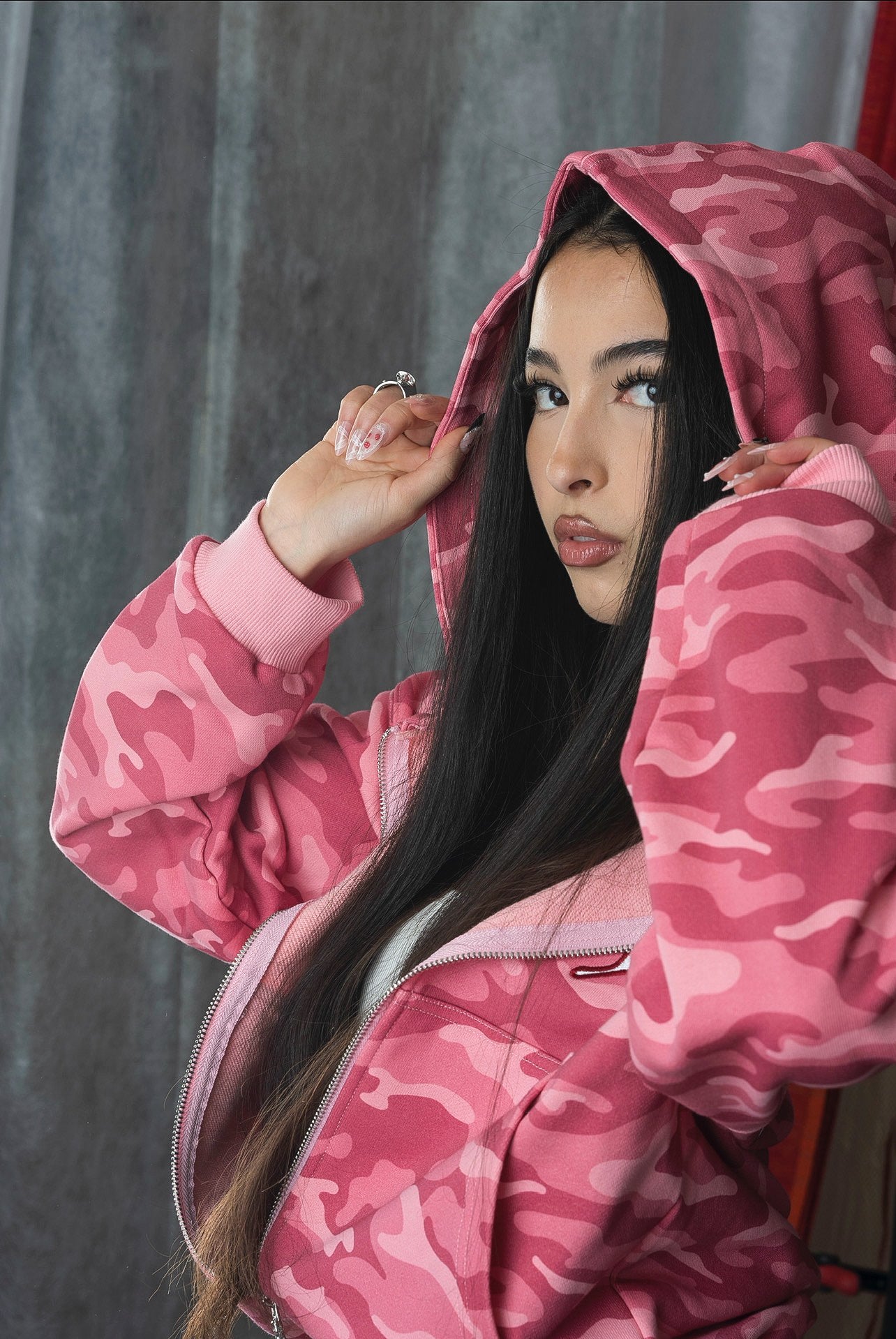 CAMO HOODIE PINK